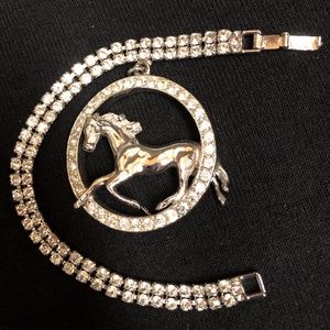 Vintage Arabian Horse 3-D Rhinestone Bracelet